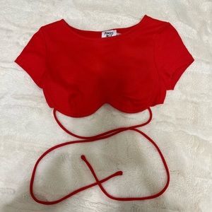 Princess Polly red cropped tee